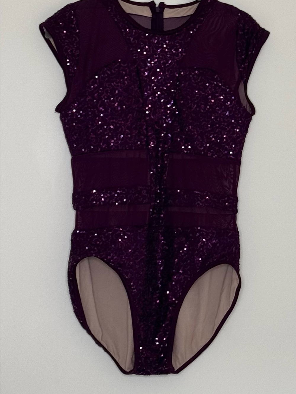 balera Deep Purple Sequin Mesh Dance Leotard